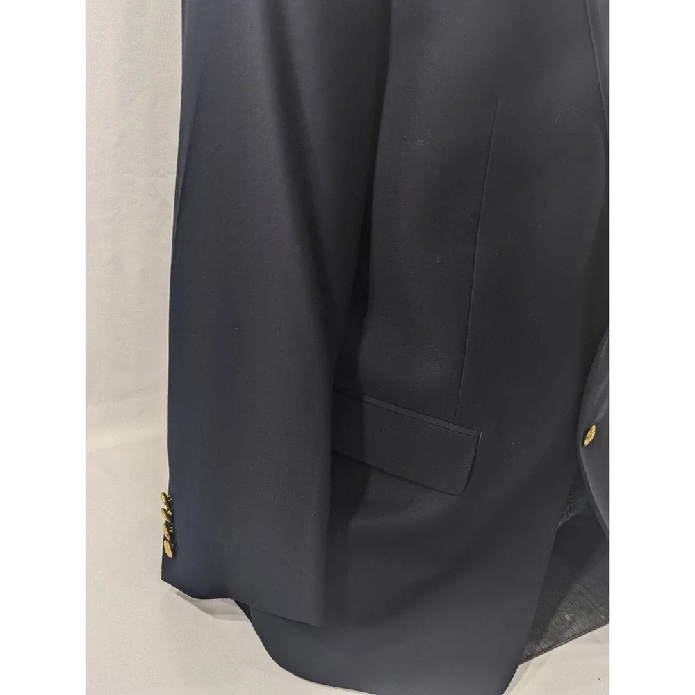 New No Tags Ralph Lauren Blazer Sports Coat Wool Navy Gold Button Jacket 42R 46